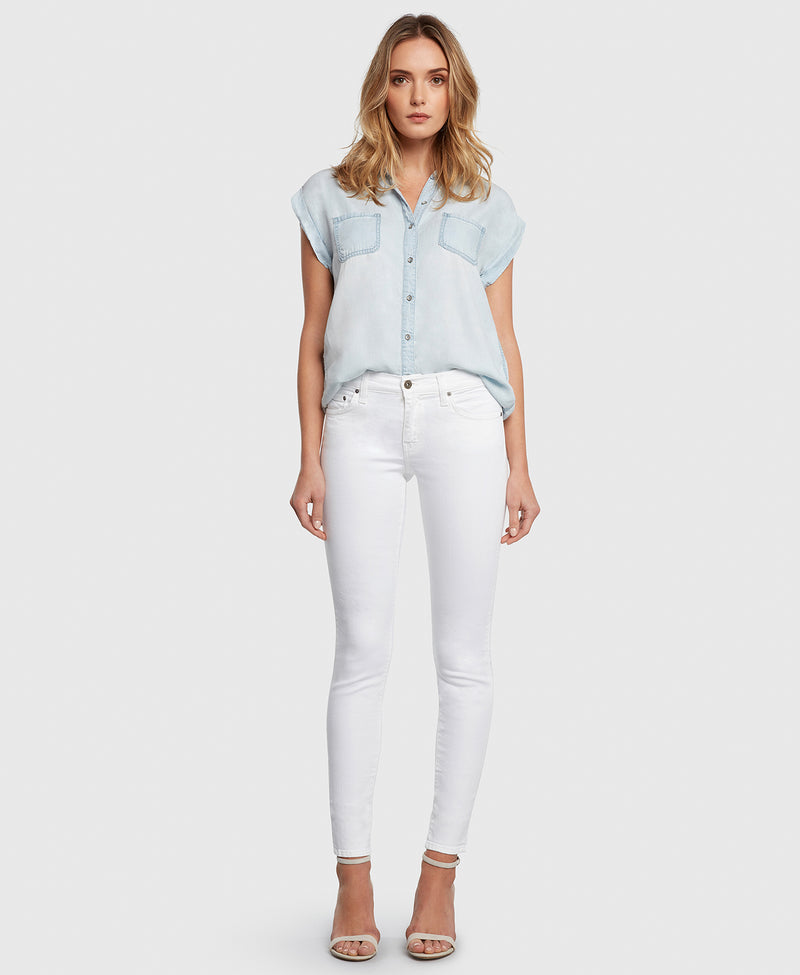 Principle DREAMER in White twill mid rise skinny jeans