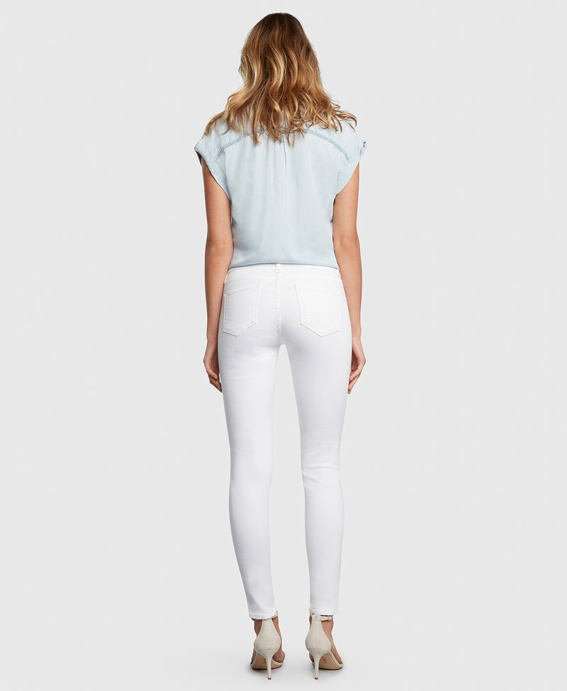 Principle DREAMER in White twill mid rise skinny jeans back