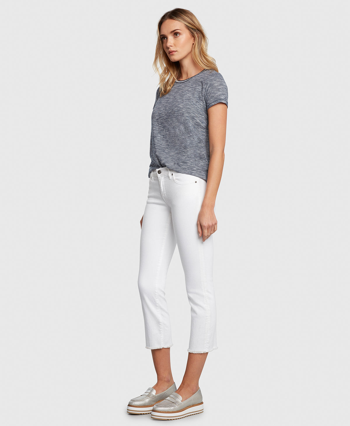 Principle OPTIMIST in White cropped jeans side