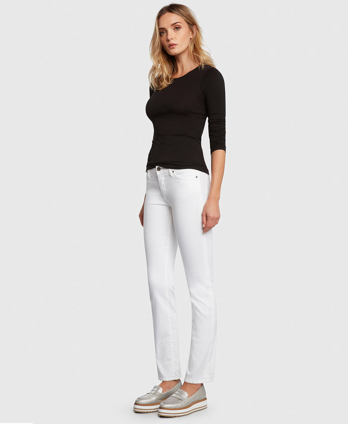 Principle ULTRA in White straight leg jeans side